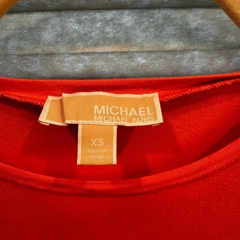 Michael Kors Coral Layered Chiffon Knit Top - Size XS